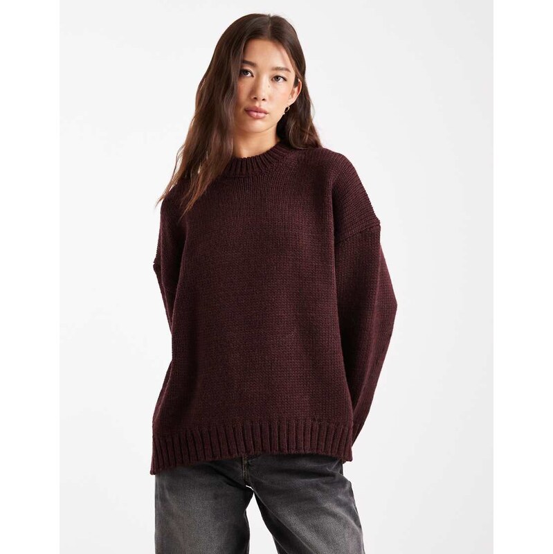 ASOS DESIGN super oversized chunky crew neck jumper with curved hem in 108427670