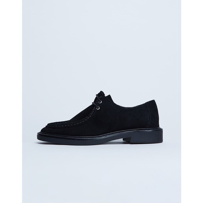 Topshop Banks real suede leather lace up shoe in black 115511620