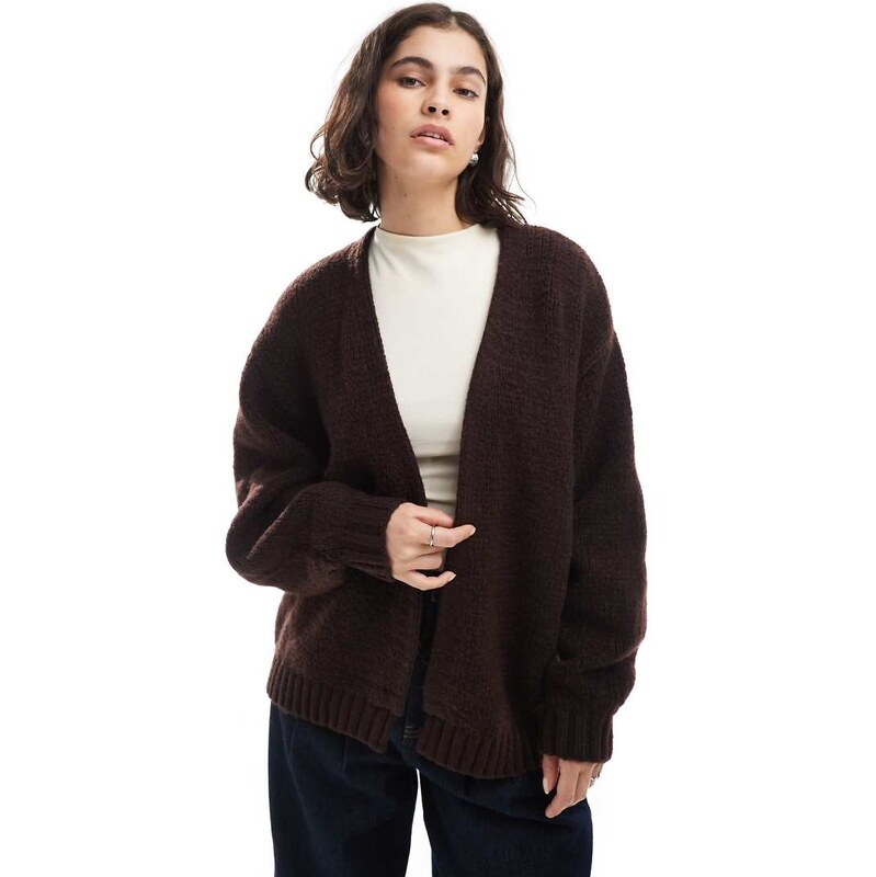 ASOS DESIGN chunky oversized edge to edge cardigan in chocolate-Brown