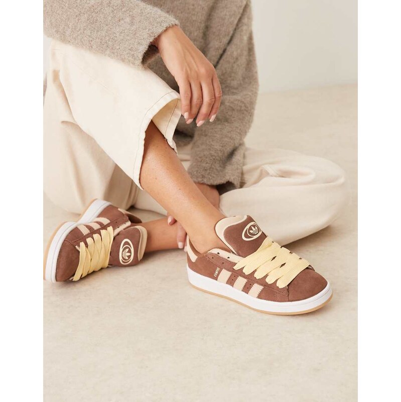 adidas Originals Campus 00s double trainers in brown and cream