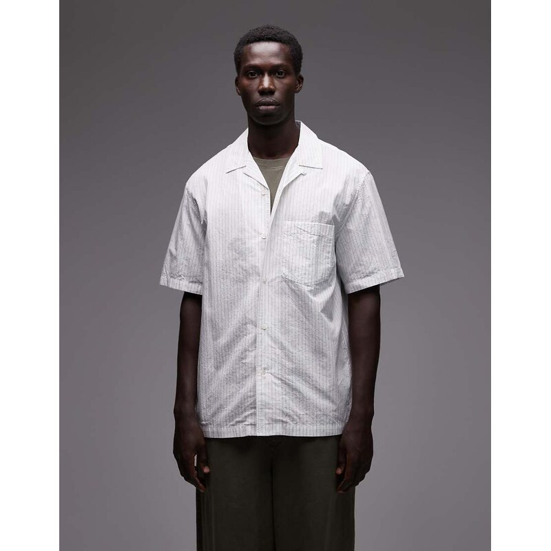 ARKET textured poplin oversized shirt in off white 108427790
