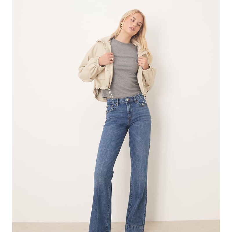 Gina Tricot Tall straight leg jeans in midwash blue