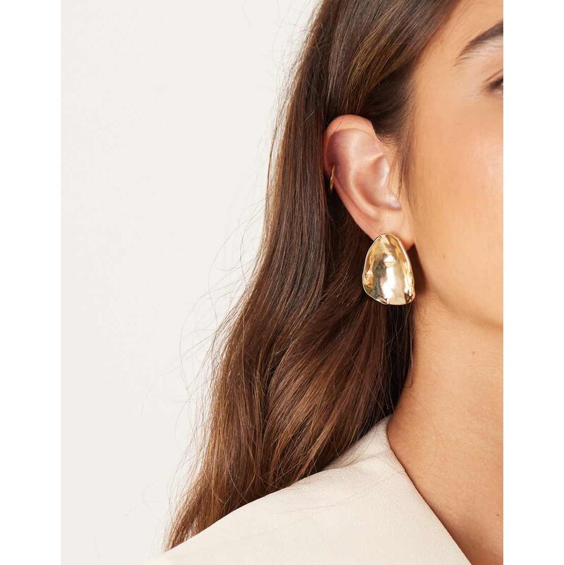 ASOS DESIGN large stud earrings with curved oval design in