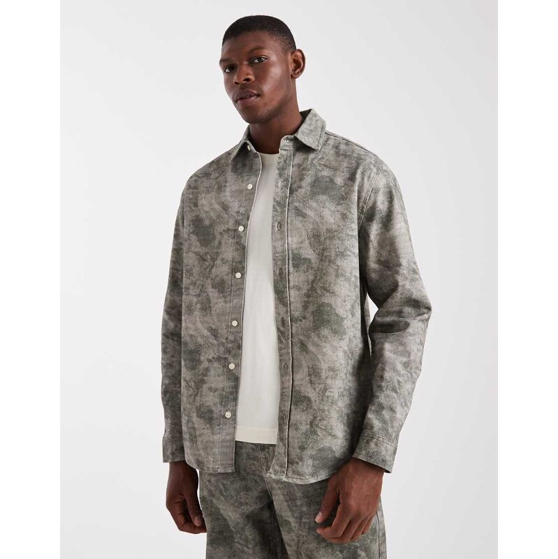ASOS DESIGN co-ord long sleeve shirt in camo-Multi