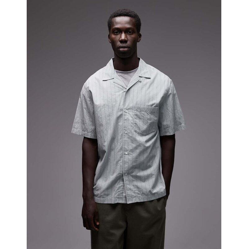 ARKET textured poplin oversized shirt in washed mint green 115513510