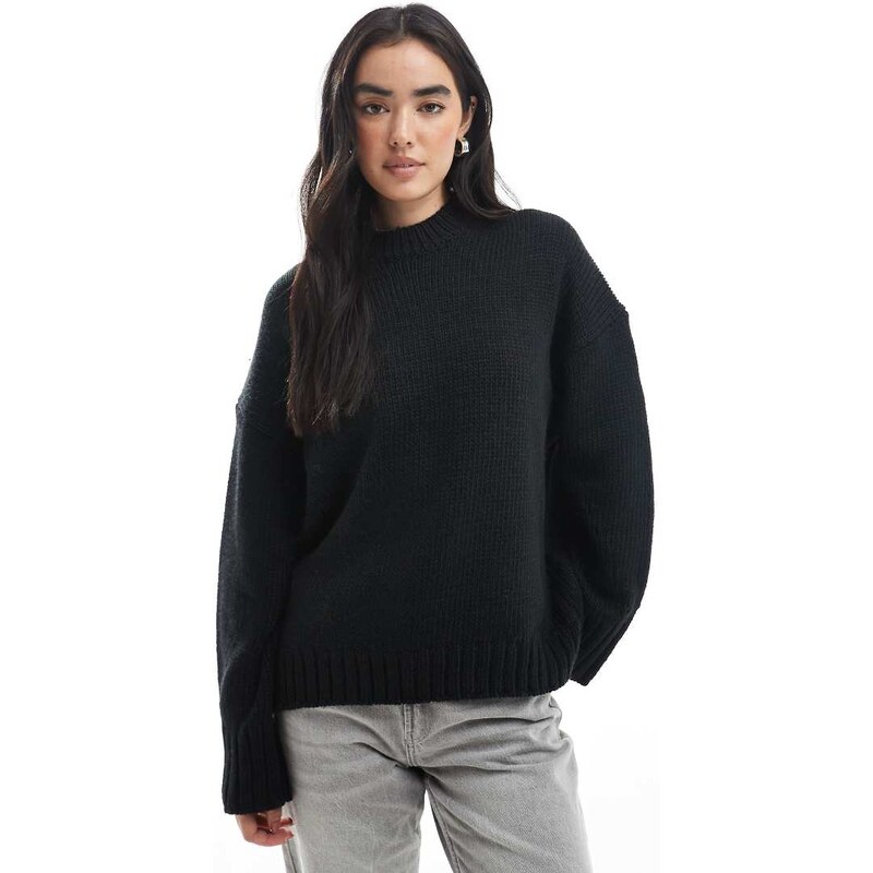 ASOS DESIGN super oversized chunky crew neck jumper with curved hem in 108433306