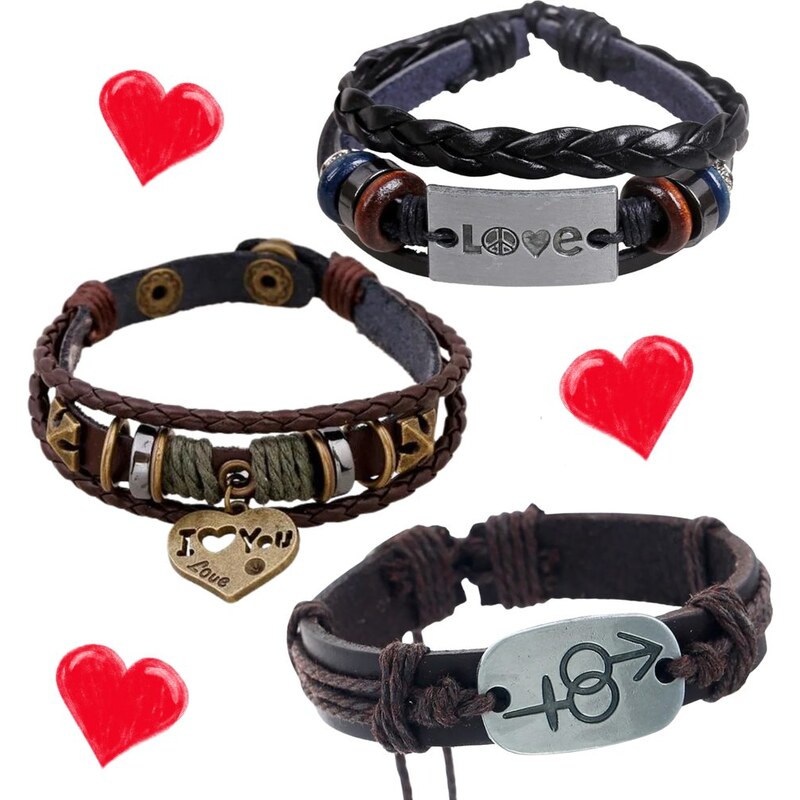 Sada 3 unisex náramků LOVE