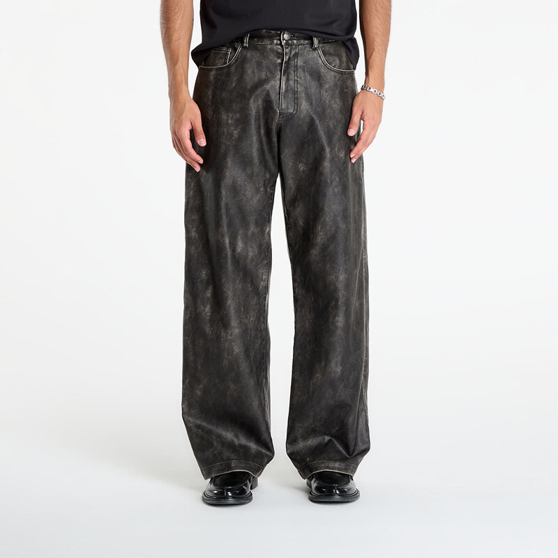 Kalhoty Palm Angels Curved Logo Coated Pants Dark Grey/ Black L