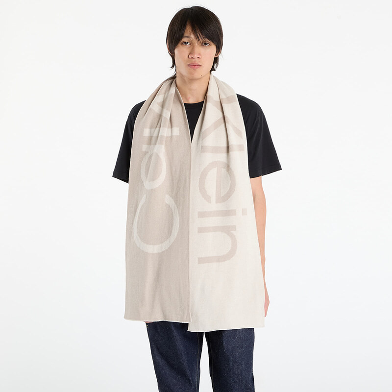 Šála Calvin Klein Bold Logo 2-Tone Wool Scarf White Universal