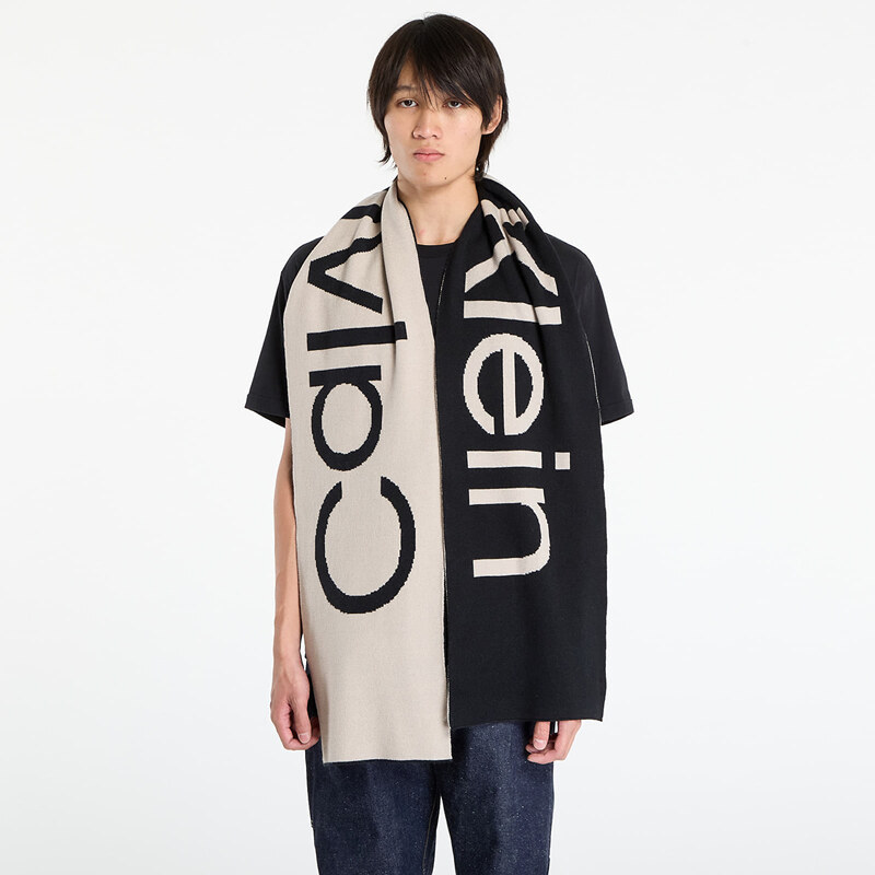 Šála Calvin Klein Bold Logo 2-Tone Wool Scarf Black Universal