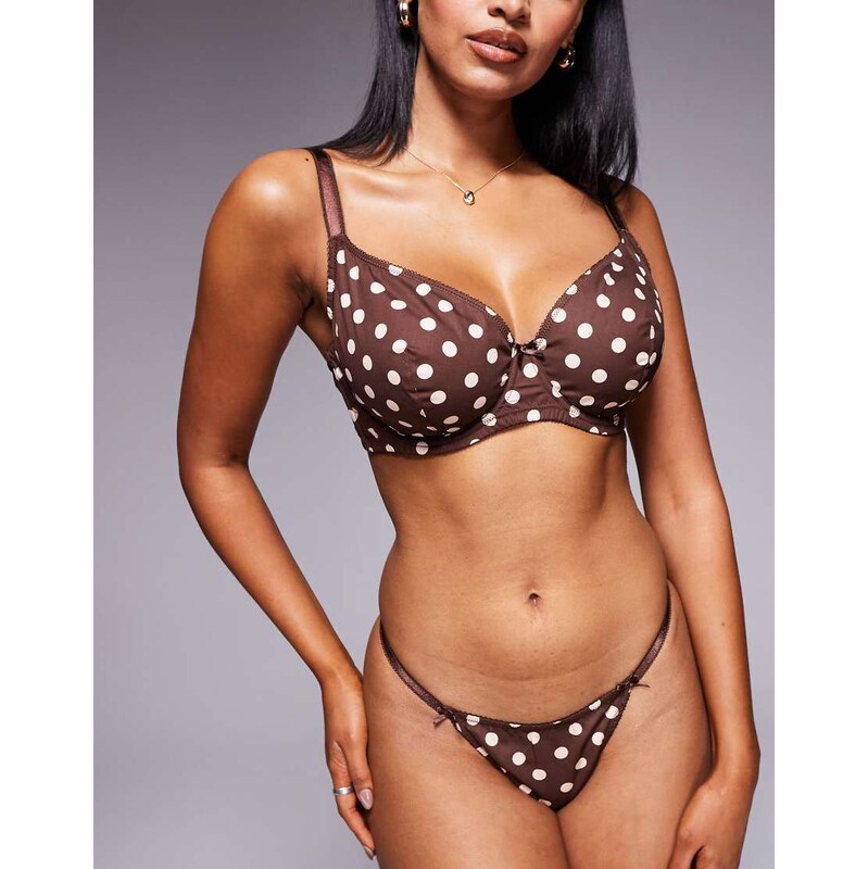 ASOS DESIGN Fuller Bust Shay polka dot underwire balcony bra in