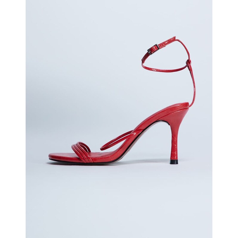Topshop Abbie strappy heeled sandal in red 113262258