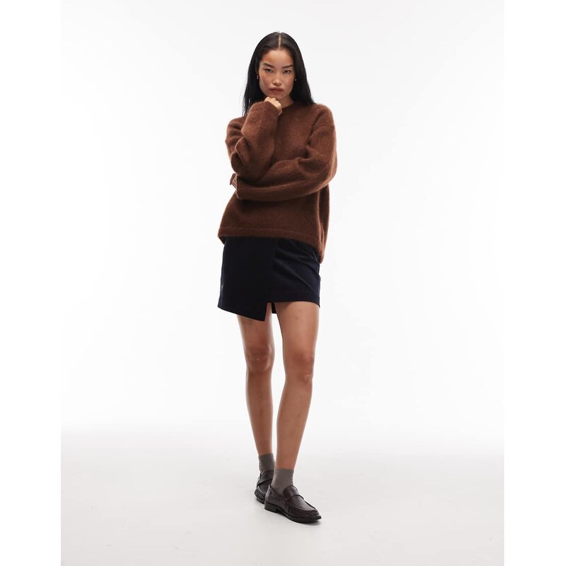 ARKET cord wrap mini skirt in navy