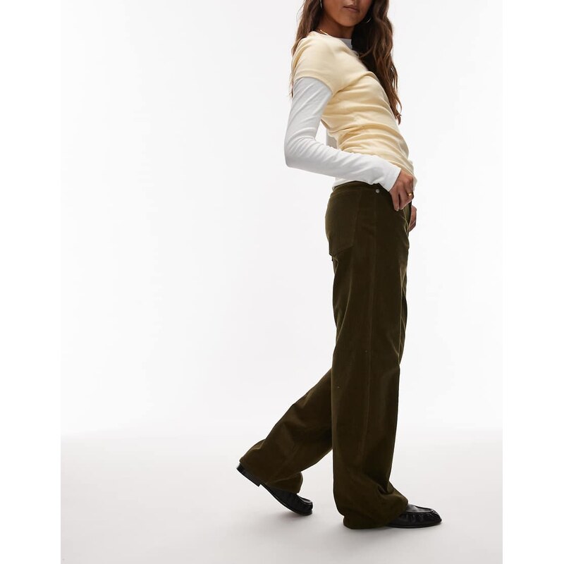 ARKET Coral low rise baggy wide leg stretch cord trousers in