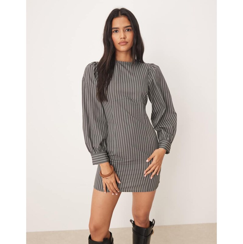 ASOS DESIGN poplin crew neck sculpted mini dress with volume