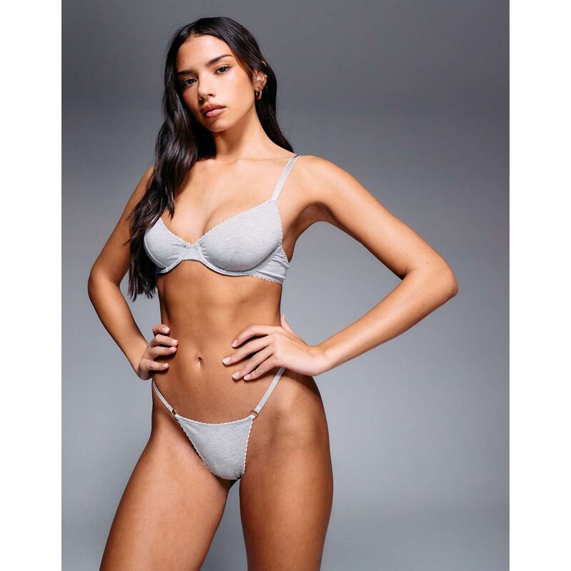 ASOS DESIGN Mila underwired bra in grey marl 108433129