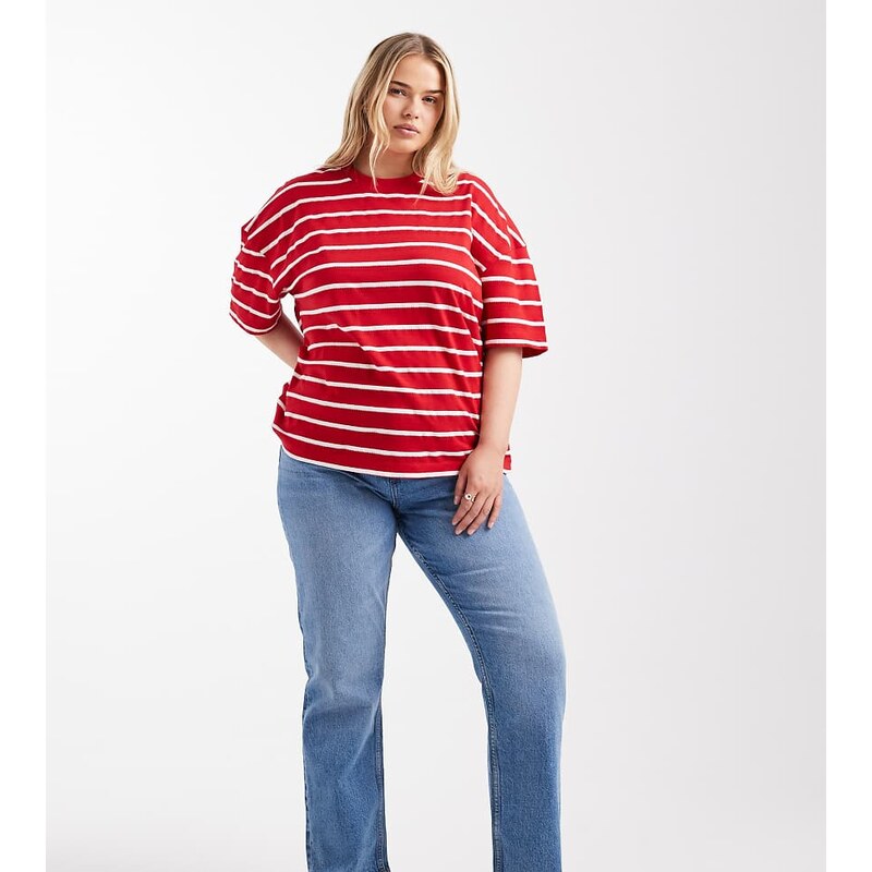 ASOS Curve ASOS DESIGN Curve high rise slim straight jean in mid