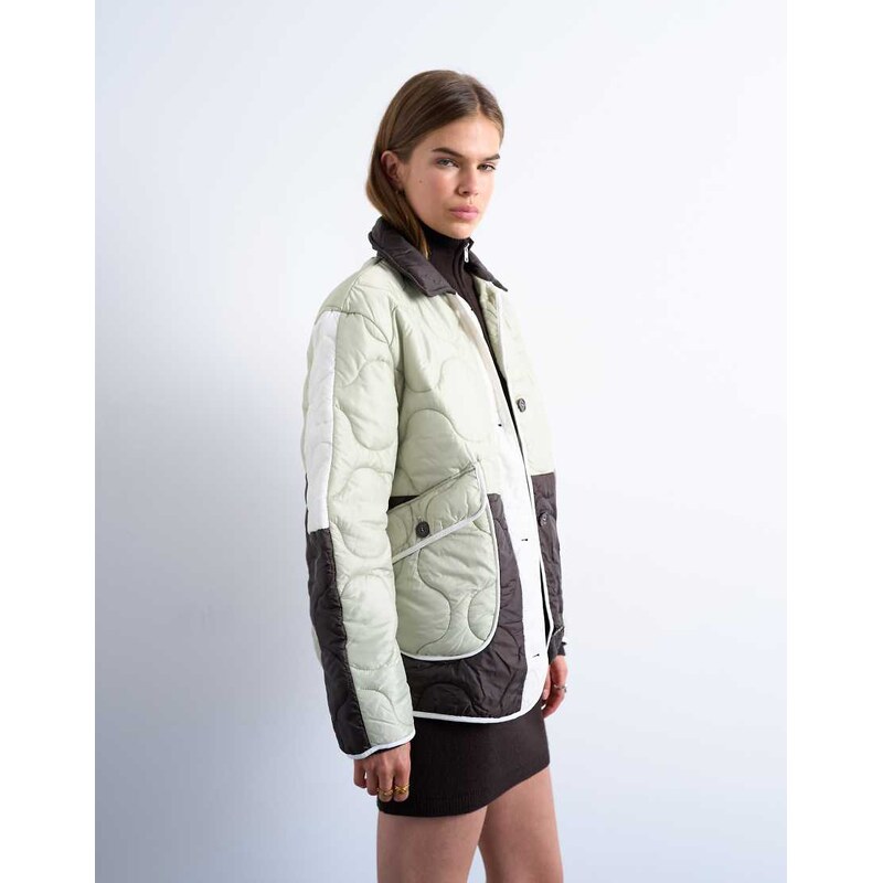 Topshop patchwork quilted liner jacket in multi