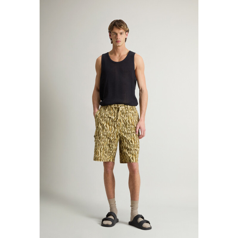 ŠORTKY WOOLRICH CAMO COTTON LINEN SHORT