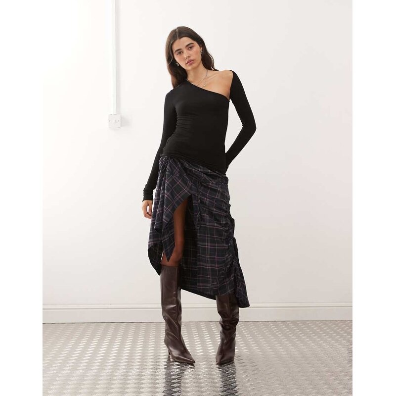Weekday super soft long sleeve top with asymmetric cut out detail in 109837611