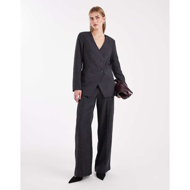 Object seam front tailored wide leg trouser co-ord in dark grey 108433146