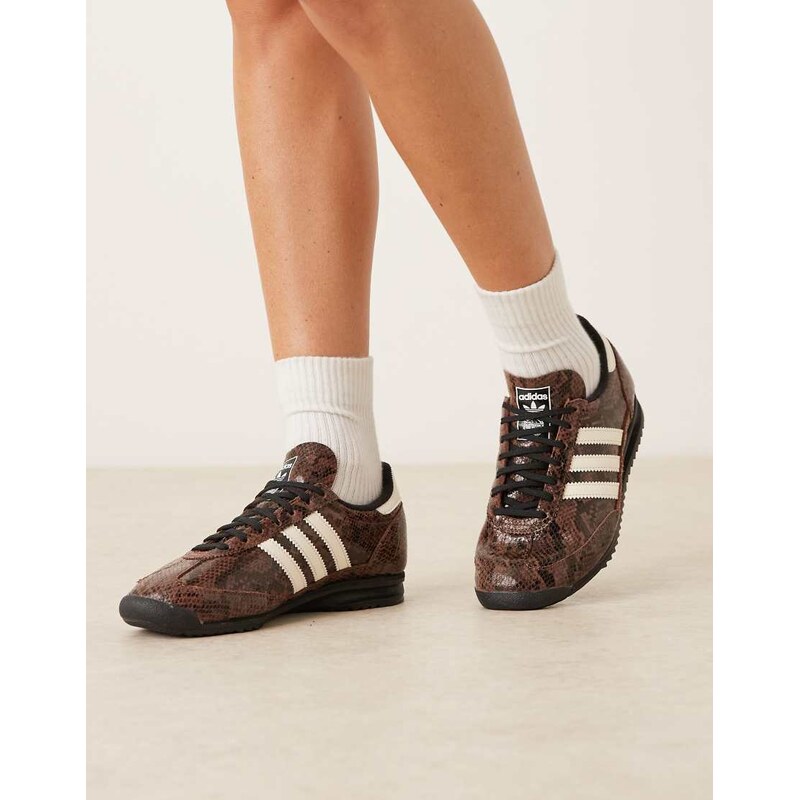 adidas Originals SL 72 OG trainers in brown and cream snake