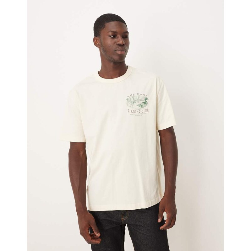 GANT bird club print t-shirt in white