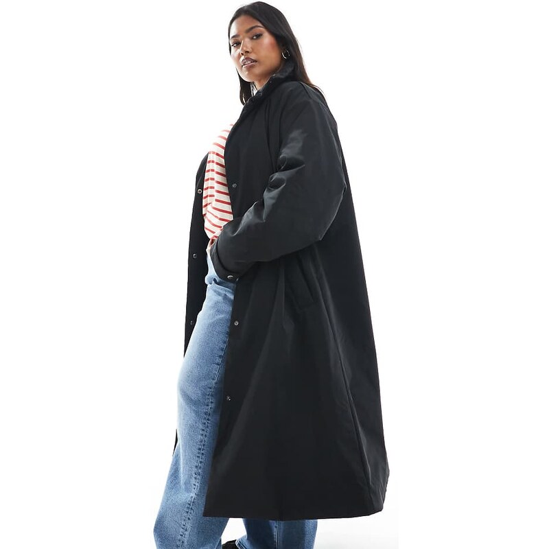ASOS Curve ASOS DESIGN Curve clean longline padded jacket in black 108436866