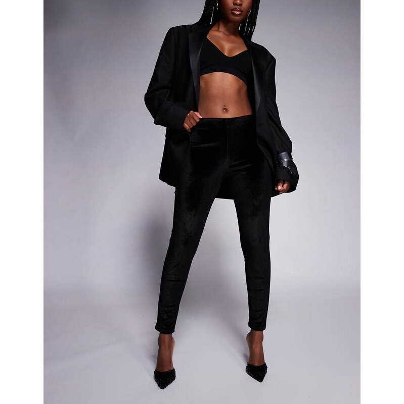 ASOS DESIGN velvet cord legging in black 108436907