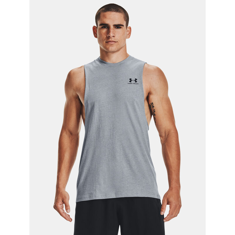Pánské tílko Under Armour UA LEFT CHEST CUT OFF TANK-GRY -