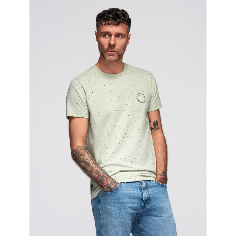 Ombre Mens printed cotton T-shirt with round neckline - mint