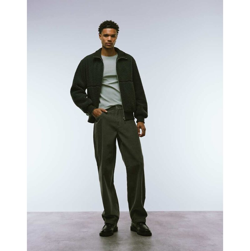 ASOS DESIGN baggy trousers in grey corduroy