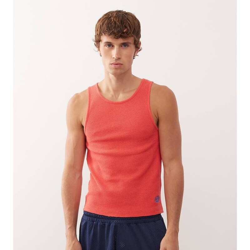 COLLUSION Ribbed muscle vest in red