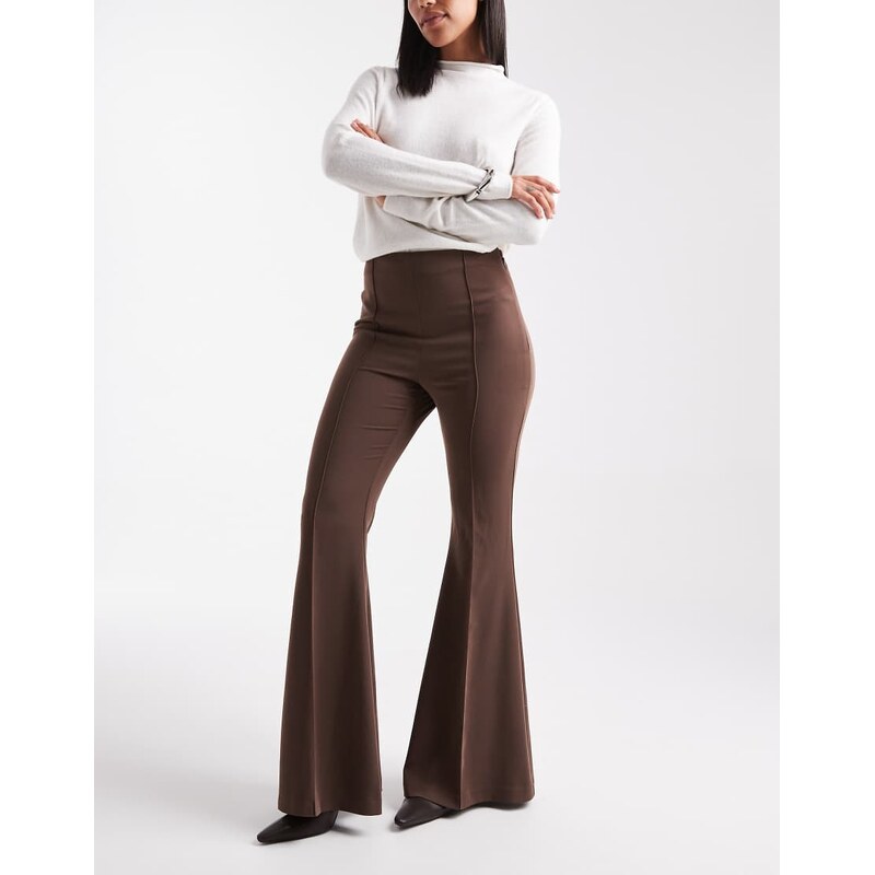 ASOS DESIGN tailored extreme flare trousers co-ord in brown-Neutral 113597808