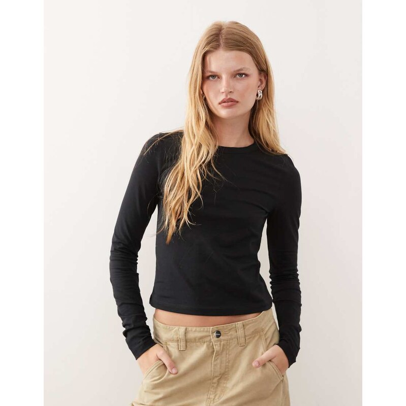 COLLUSION long sleeve fitted t-shirt in black