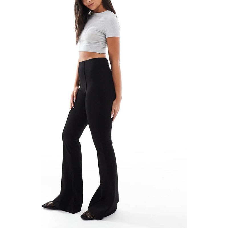 ASOS DESIGN ponte flare trouser with pintuck detail in black 108442677