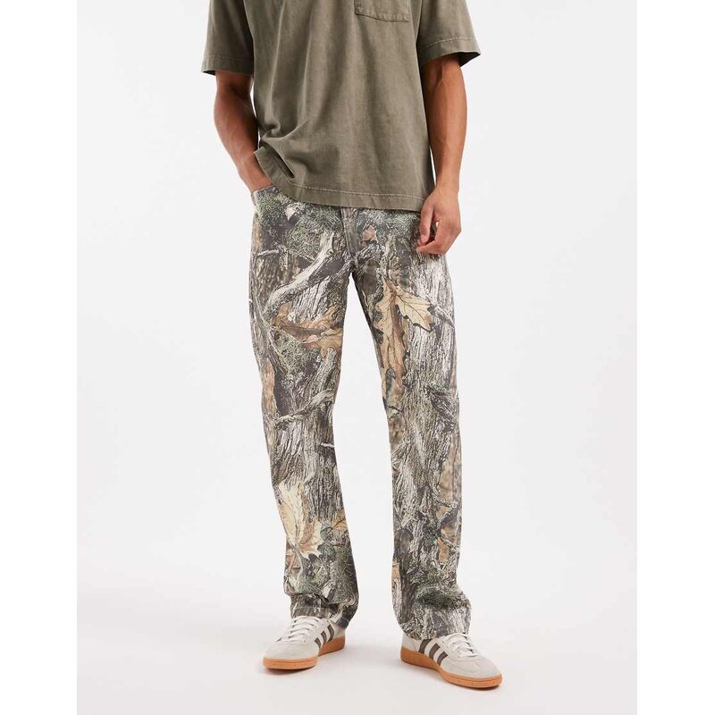 ASOS DESIGN baggy trousers in camo-Multi