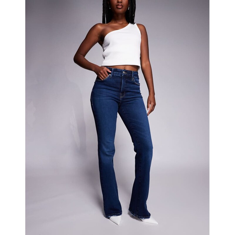 Good American soft tech good classic bootcut jeans in dark blue