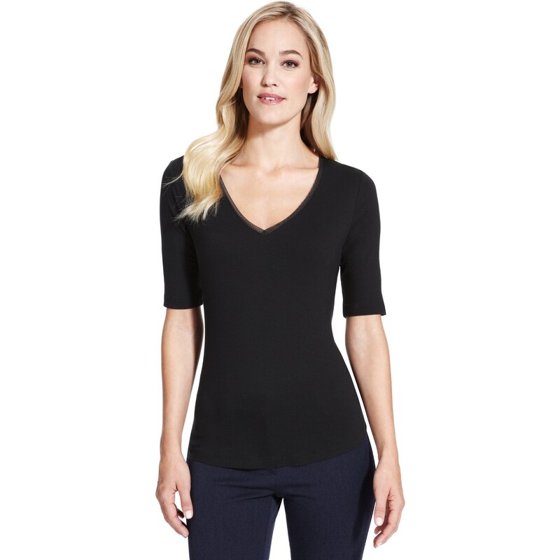 Marks and Spencer M&S Collection Mesh Neckline Top with StayNEW™