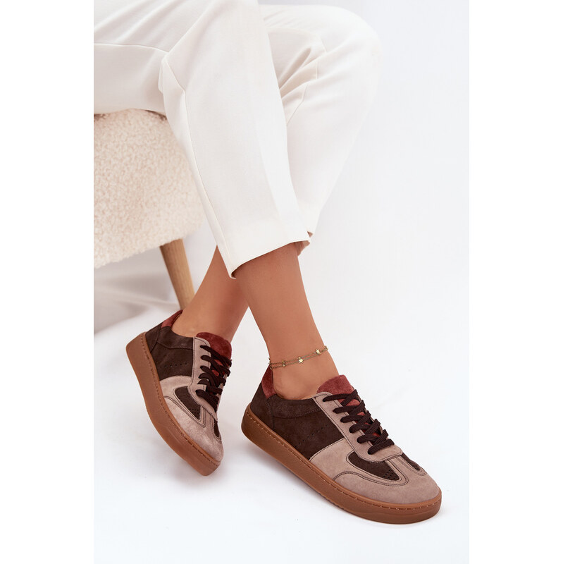 Kožené semišové barefoot tenisky dámské Zazoo N1277 hnědé