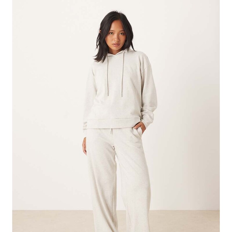JDY Petite wide leg sweat joggers co-ord in light grey-Neutral