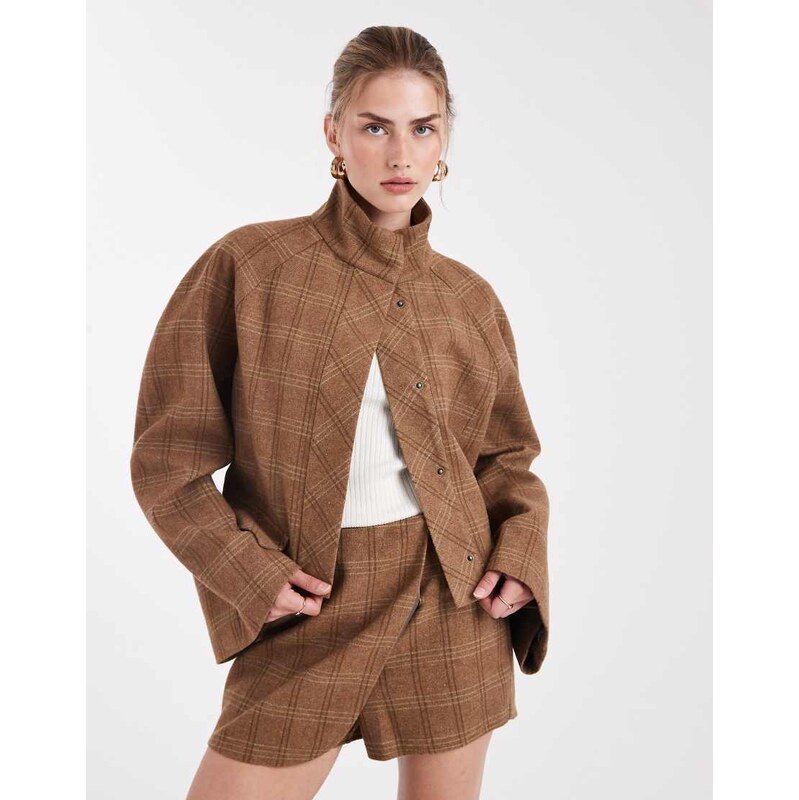ASOS DESIGN tailored funnel neck cropped jacket co-ord in