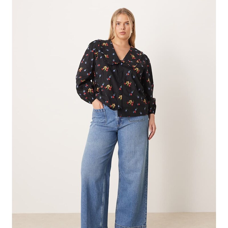 ASOS Curve ASOS DESIGN Curve high waist wide leg jeans with
