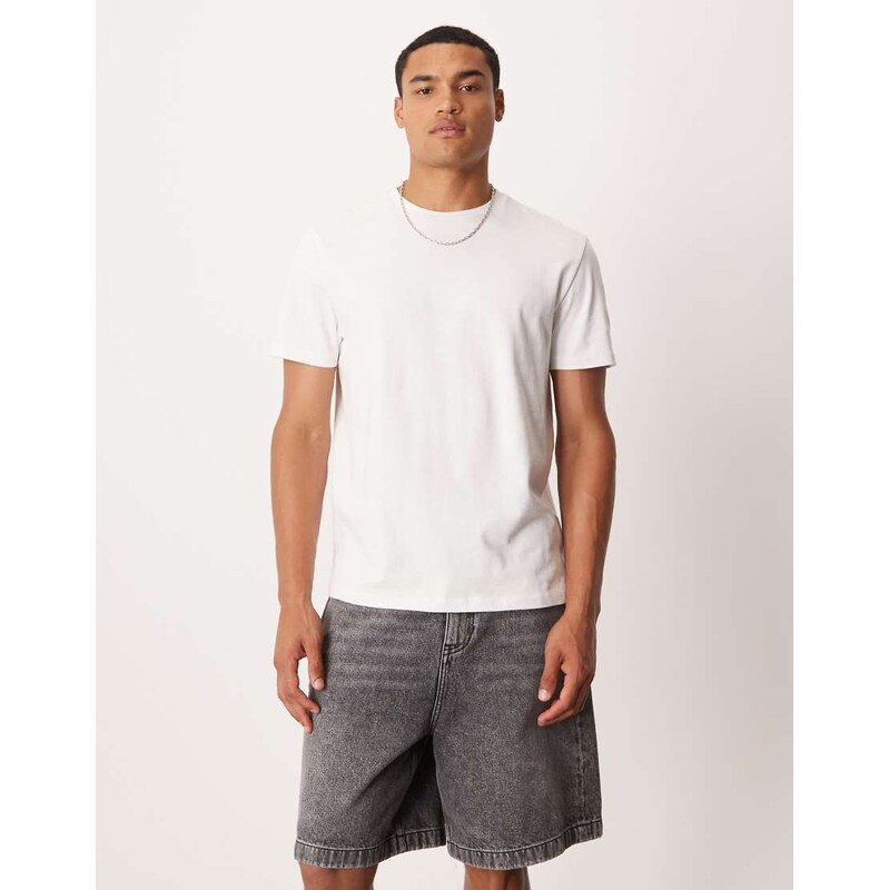 ASOS DESIGN mid length denim jort in dark grey wash-Black