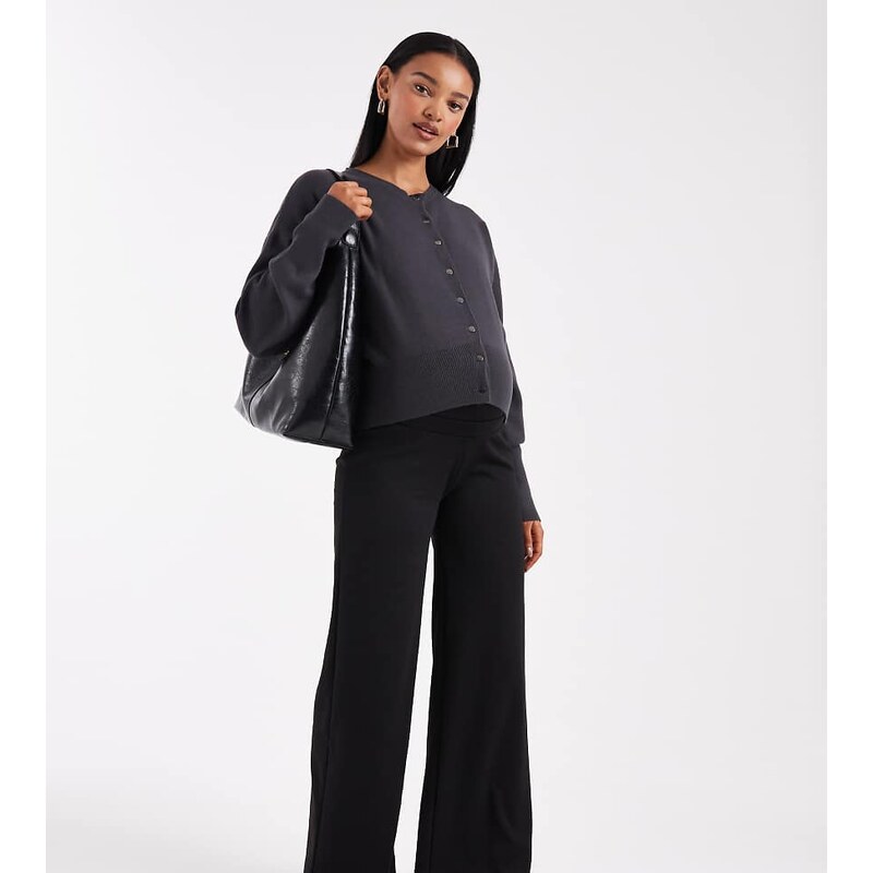 ONLY Maternity wide leg jersey trousers in black