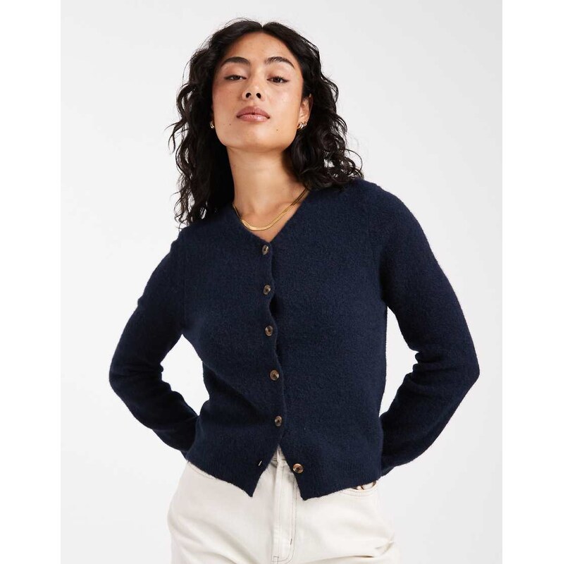 ASOS DESIGN v neck fitted cardigan in navy
