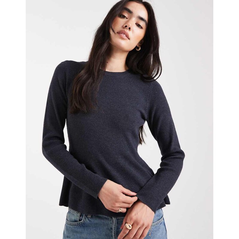 ONLY knitted peplum jumper in navy 108736015