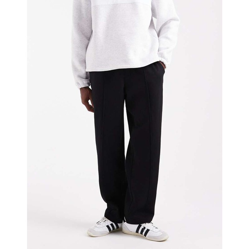 Jack & Jones wide leg jogger with pintuck in black