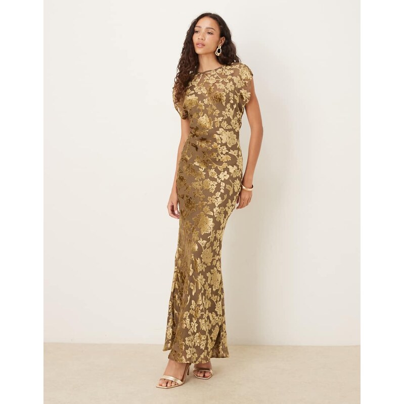 ASOS DESIGN velvet devore crew neck sleeveless maxi with tie