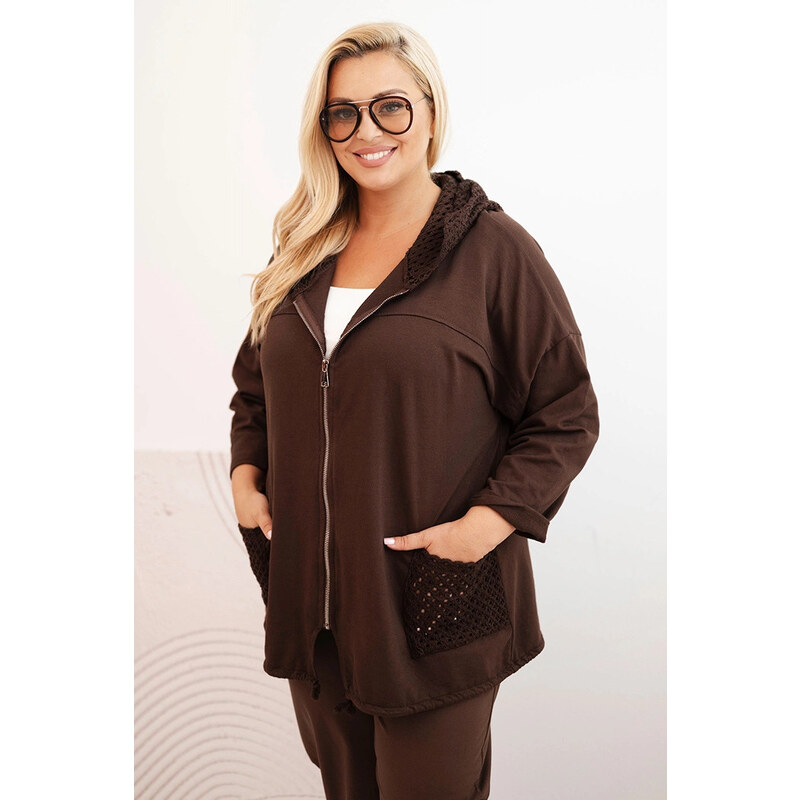 K-Fashion Dámská mikina Plus Size bavlněná oversize s dlouhým